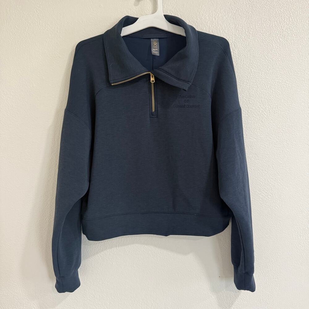 Rhone DreamGlow Half Zip Navy Blue Lounge Pullover Jacket Gold Zipper Size XL